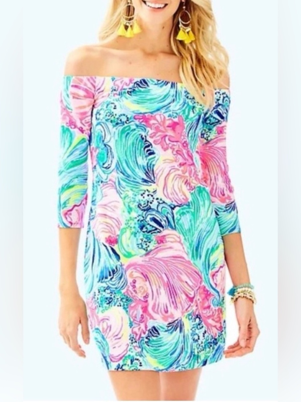 Lilly Pulitzer Laurana Off-the-Shoulder Dress in beach please print